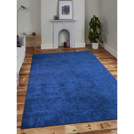 JENSENDISTRIBUTIONSERVICES 5 x 8 ft. Hand Knotted Gabbeh Silk Solid Rectangle Area Rug, Dark Blue MI1542425